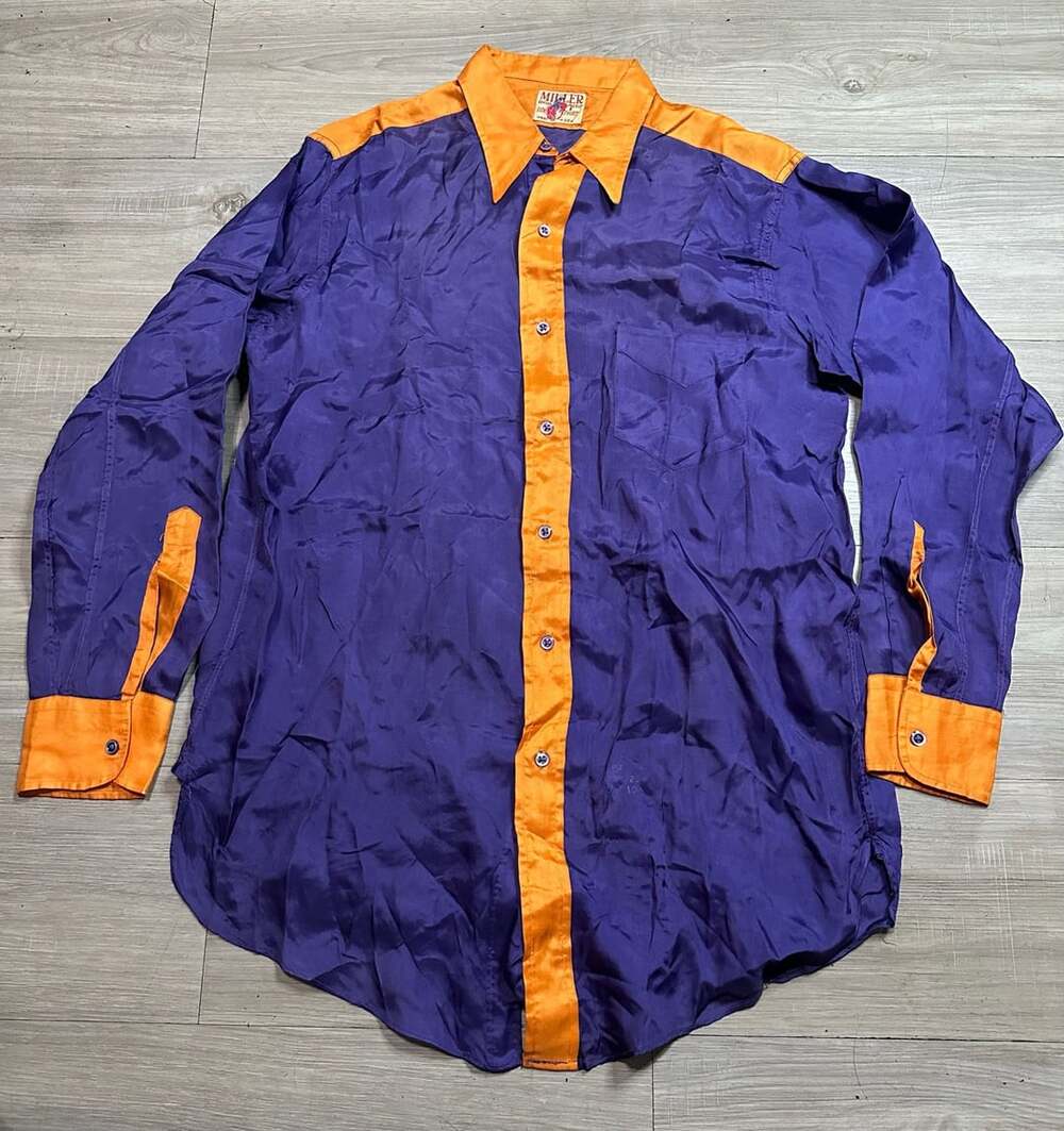 True vintage 1930s Miller Denver Colo Rodeo Western Shirt Purple Orange